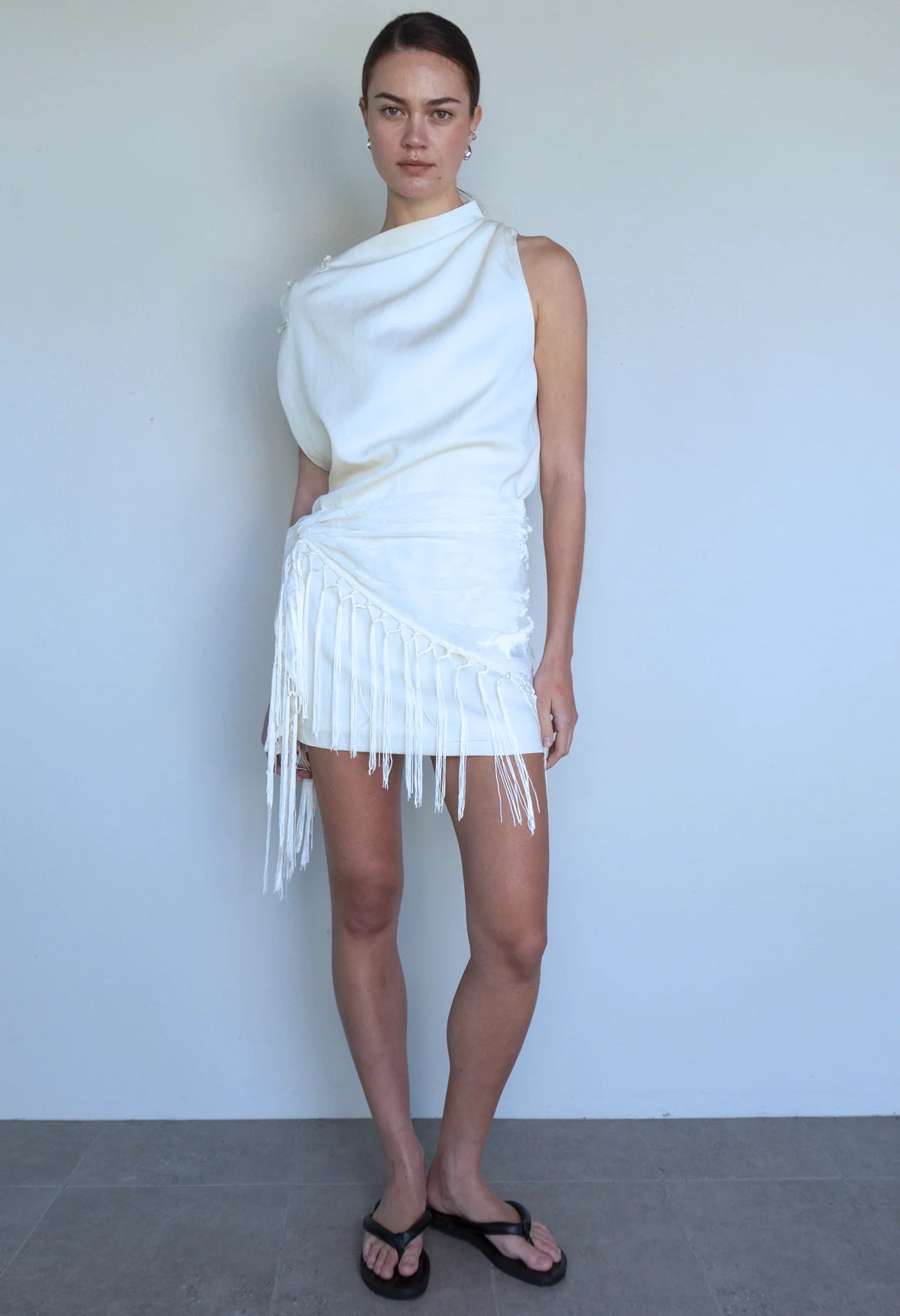 MANON ASYM MINI SCARF DRESS-CREAM