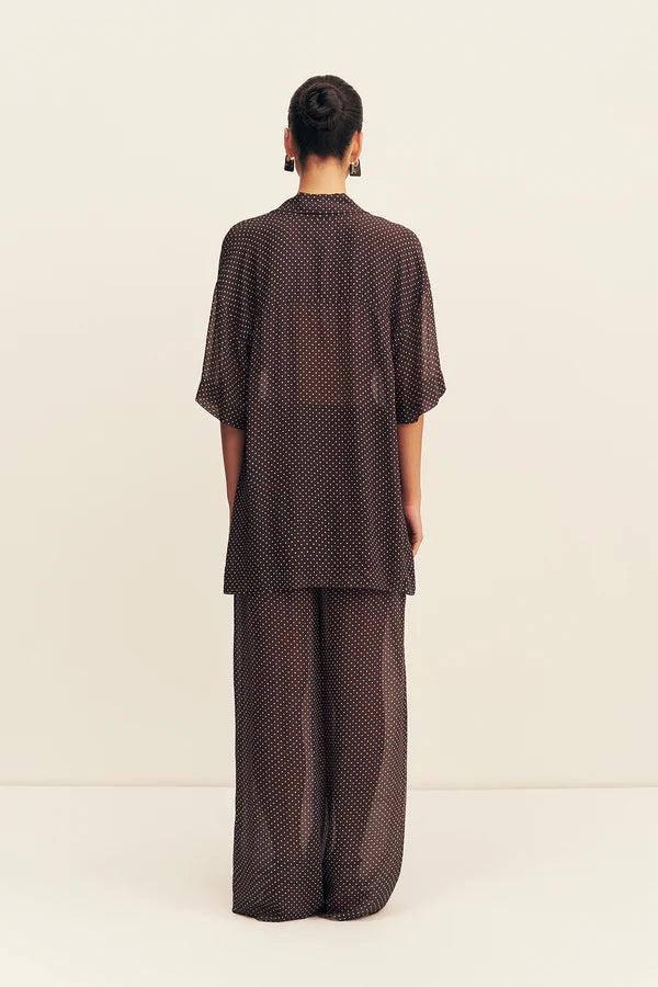 MADDOX SHORT SLEEVE NECK TIE SHIRT - RISTRETTO/SKY