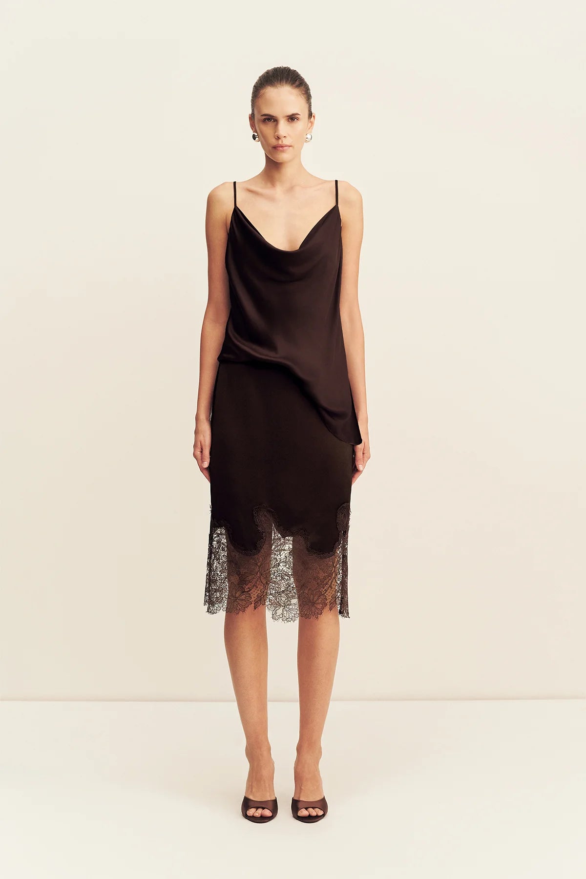 LACE MIDI SKIRT ESPRESSO (1262509)