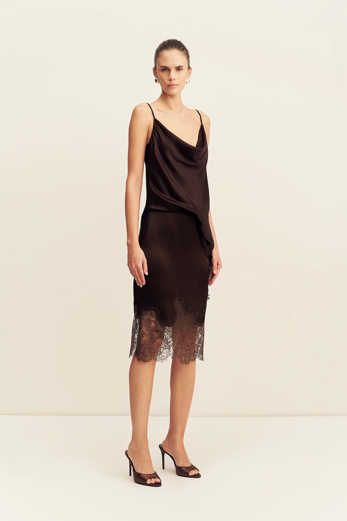 LACE MIDI SKIRT ESPRESSO (1262509)