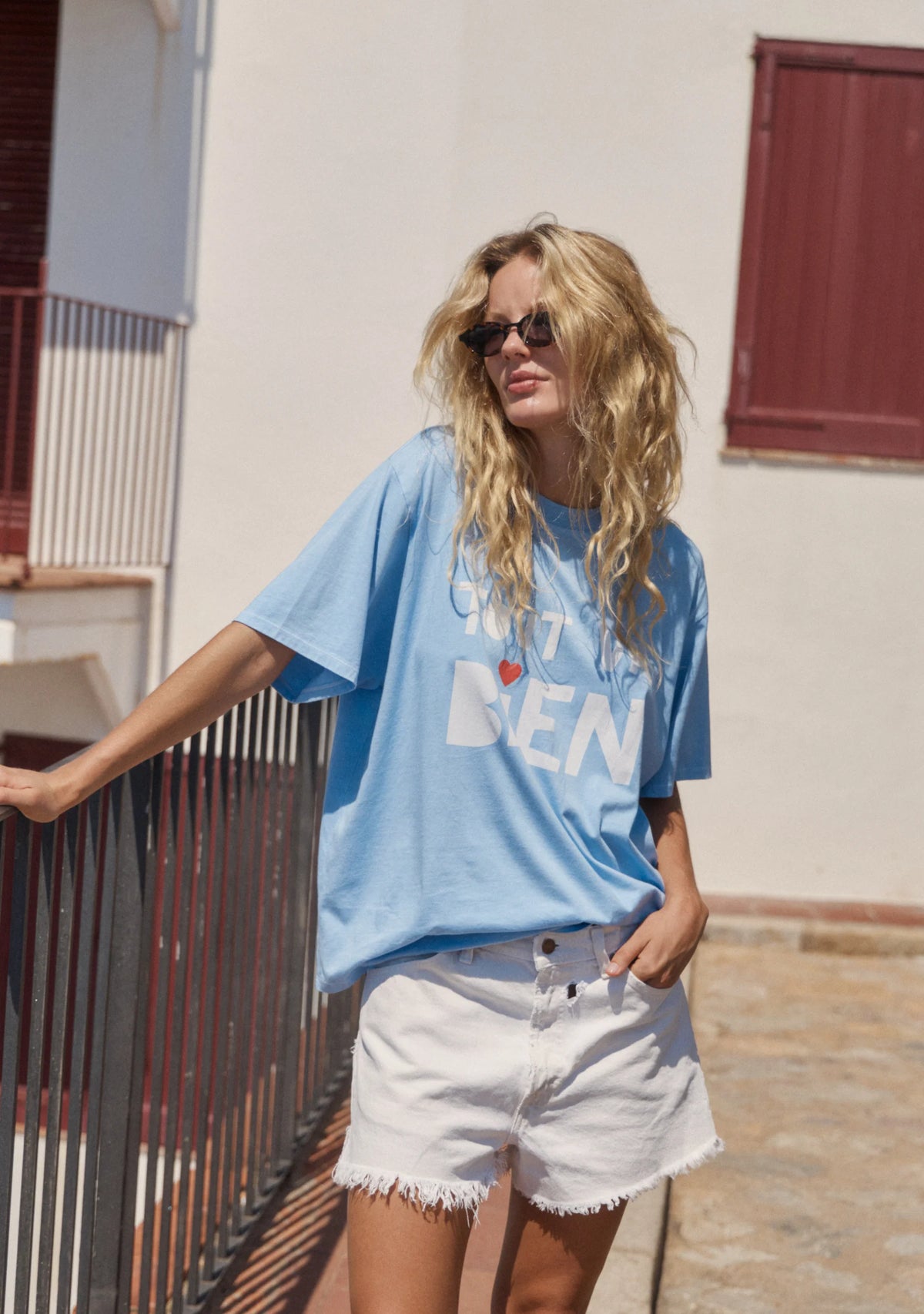TOUT VA BIEN BOYFRIEND TEE-BLUE
