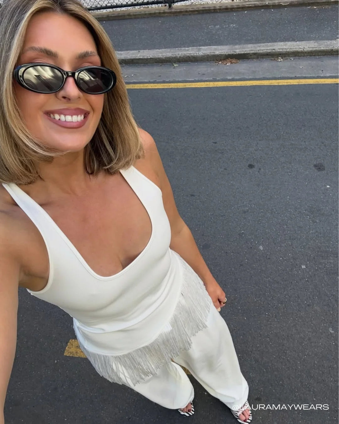 CHIARA RACER TASSLE TOP - IVORY