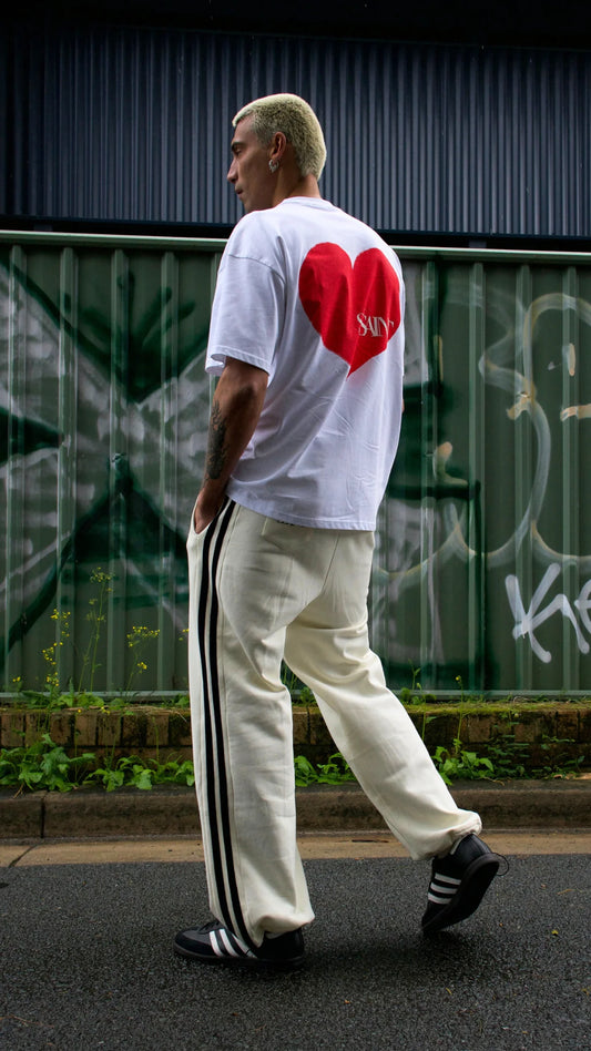 HEART TEE - WHITE W/ RED HEART