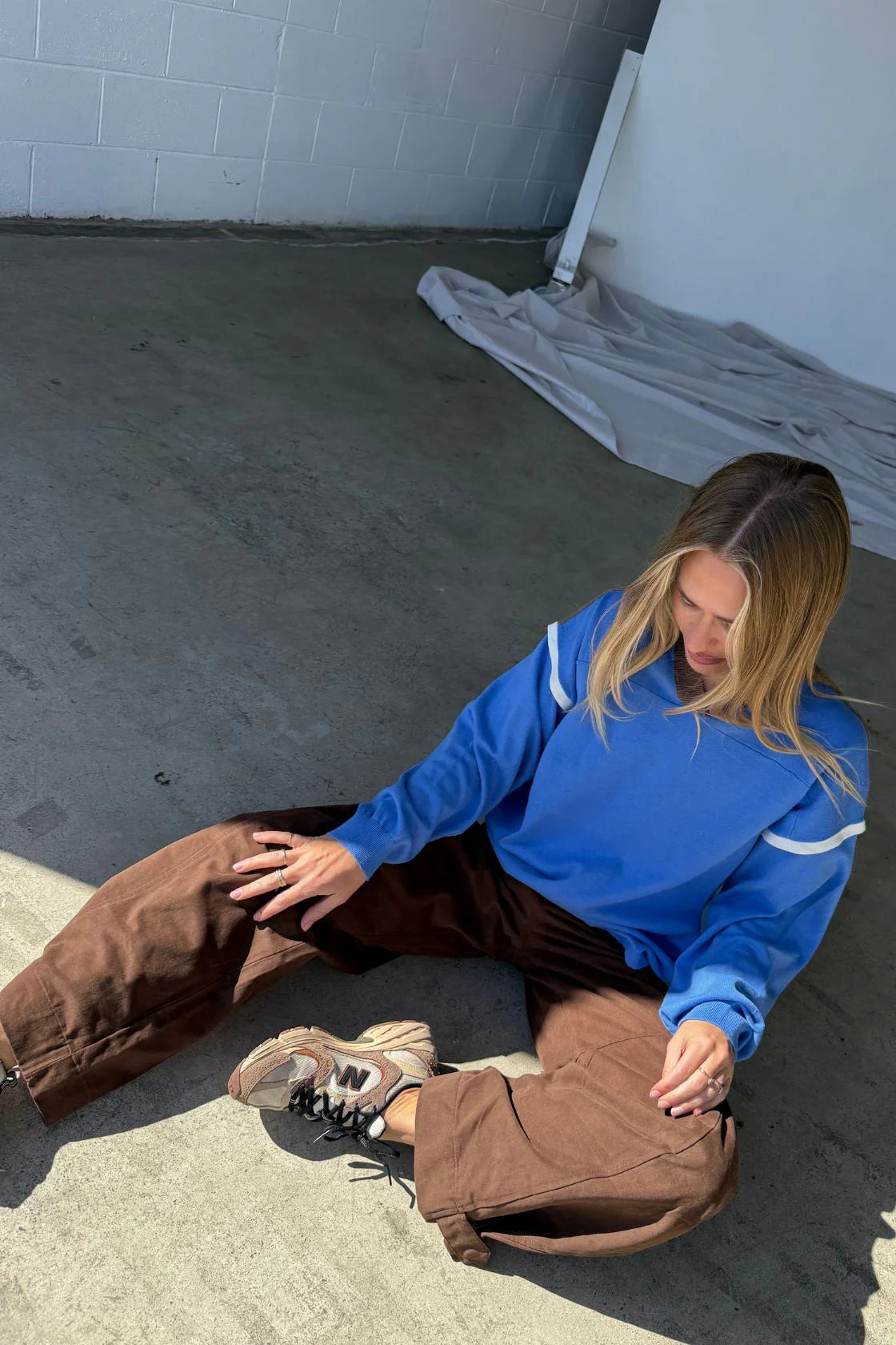 EDEN LONG SLEEVE TEE-ROYAL BLUE/ESPRESSO