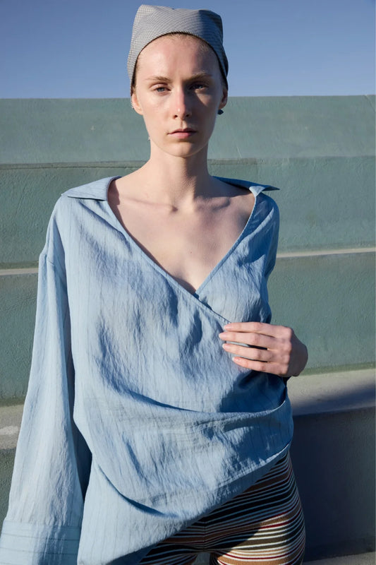 AMARA SHIRT DRESS- DUSK BLUE STRIPE