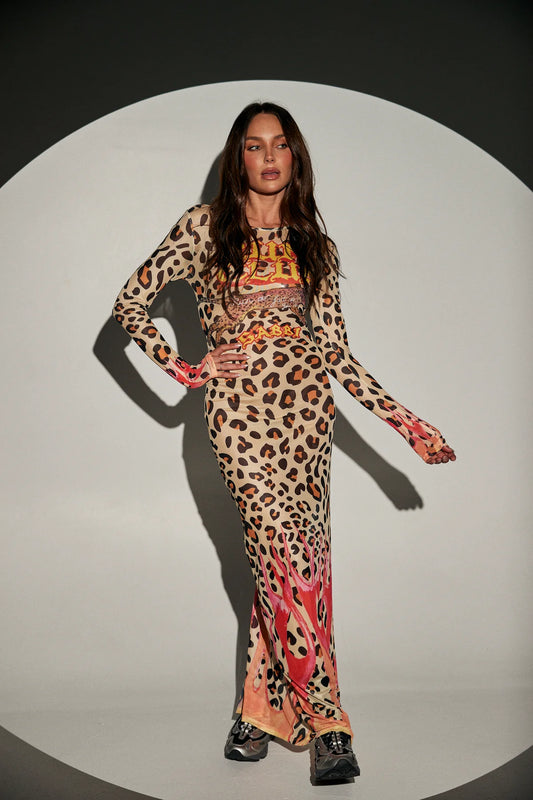 THE RUN CLUB MESH DRESS - LEOPARD