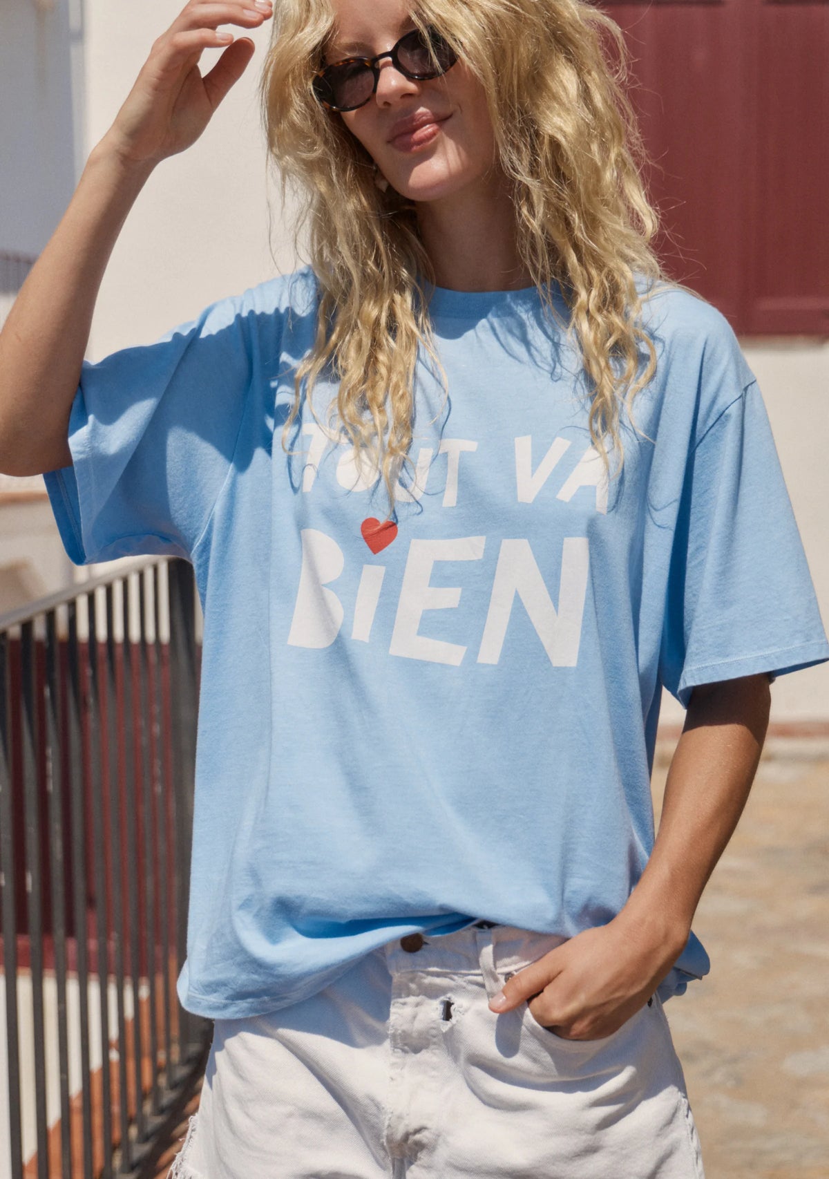 TOUT VA BIEN BOYFRIEND TEE-BLUE