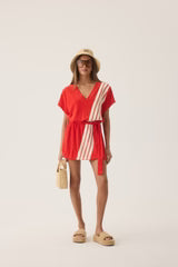 TROPIQUES TERRY DRESS APPLE RED