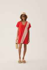 TROPIQUES TERRY DRESS APPLE RED