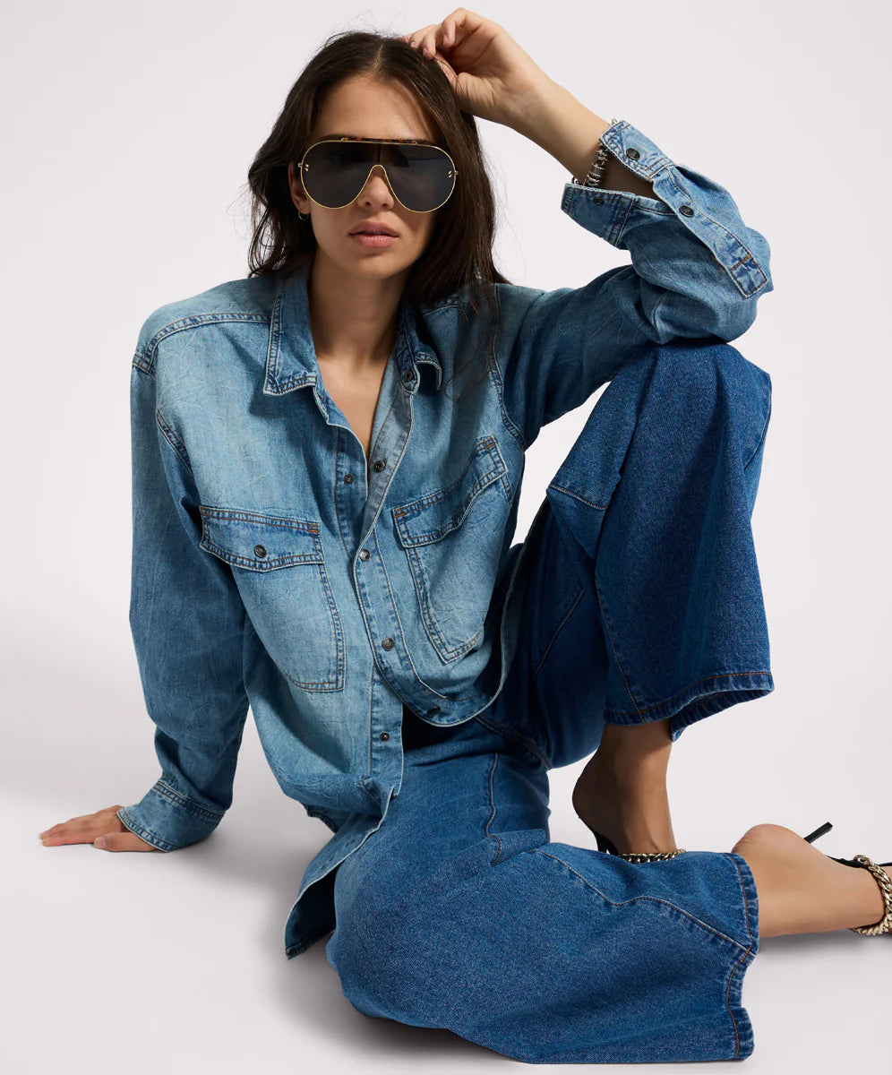 ESSENTIAL DENIM SHIRT - BLUE CRUSH