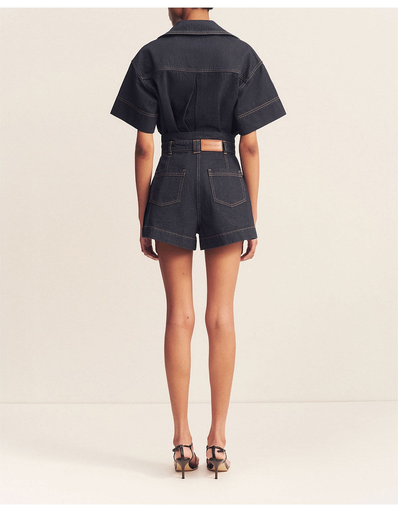 HIGH WAISTED FLARED SHORT - DEEP INDIGO