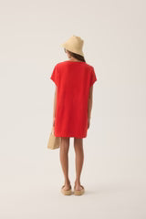 TROPIQUES TERRY DRESS APPLE RED