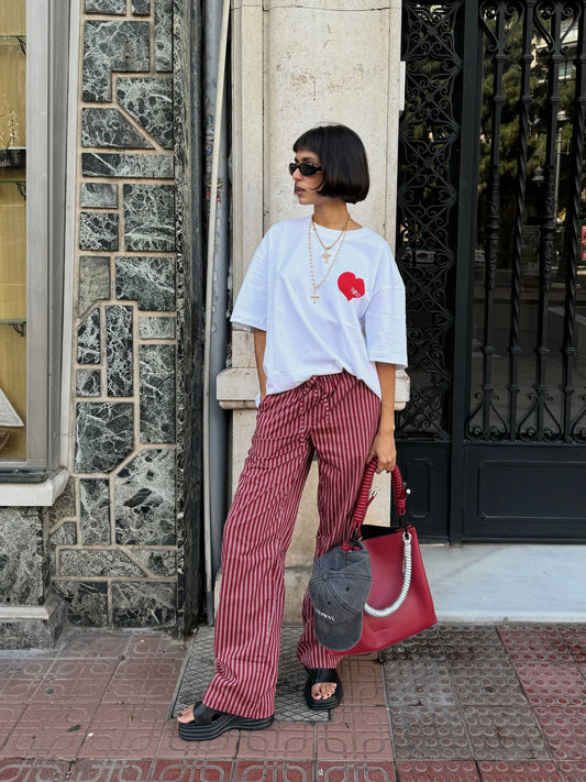 HEART TEE - WHITE W/ RED HEART