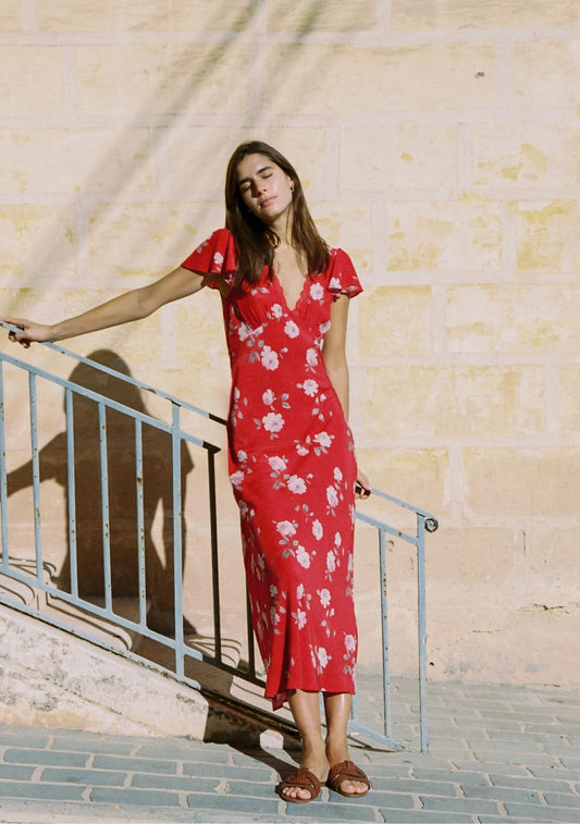 MARENA MIDI DRESS-W-DR-26219-RD