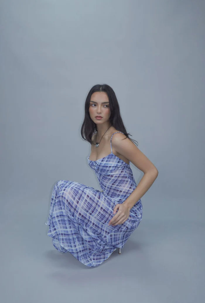 NOSTALGIA DRESS - SKY PLAID