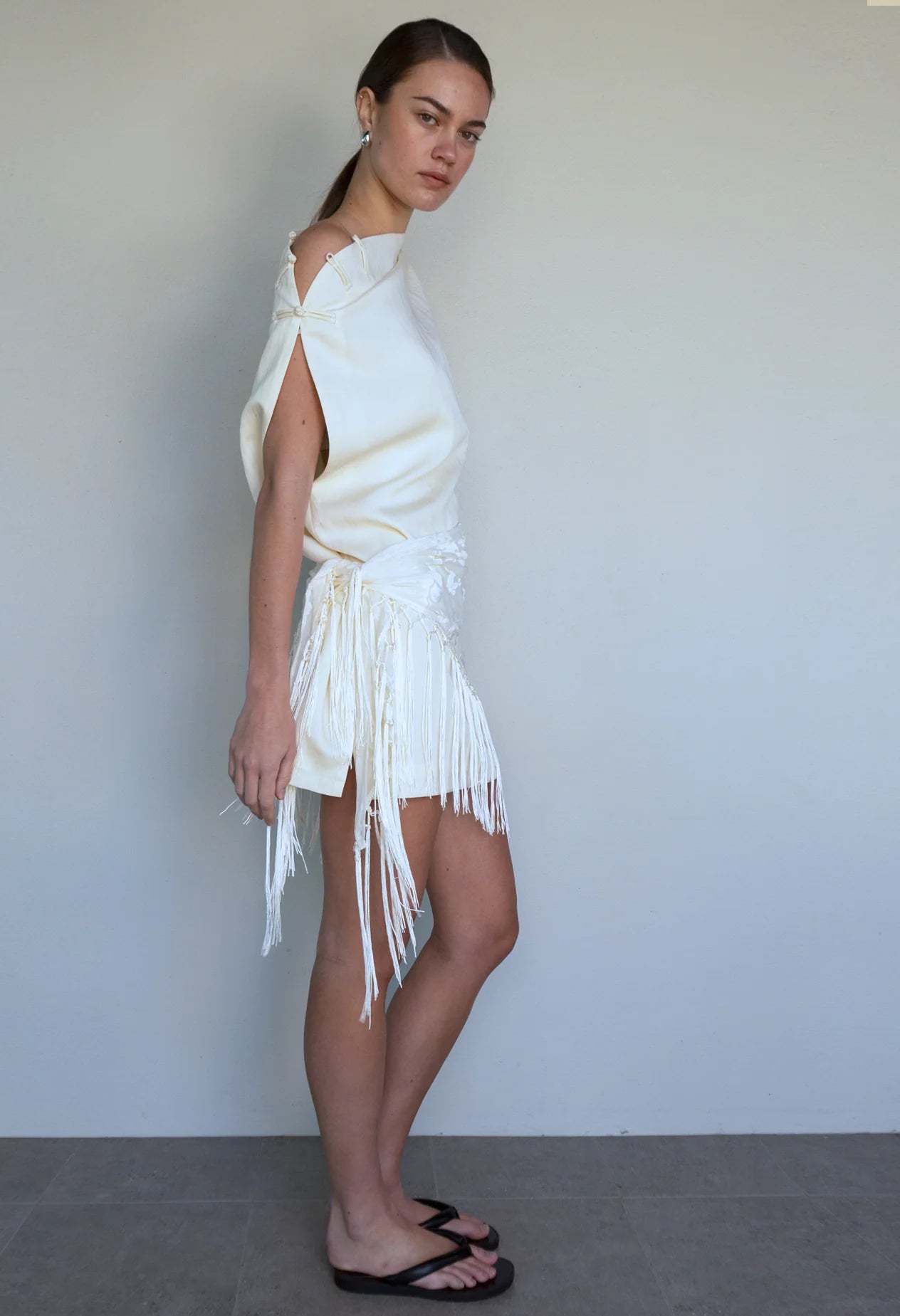 MANON ASYM MINI SCARF DRESS-CREAM