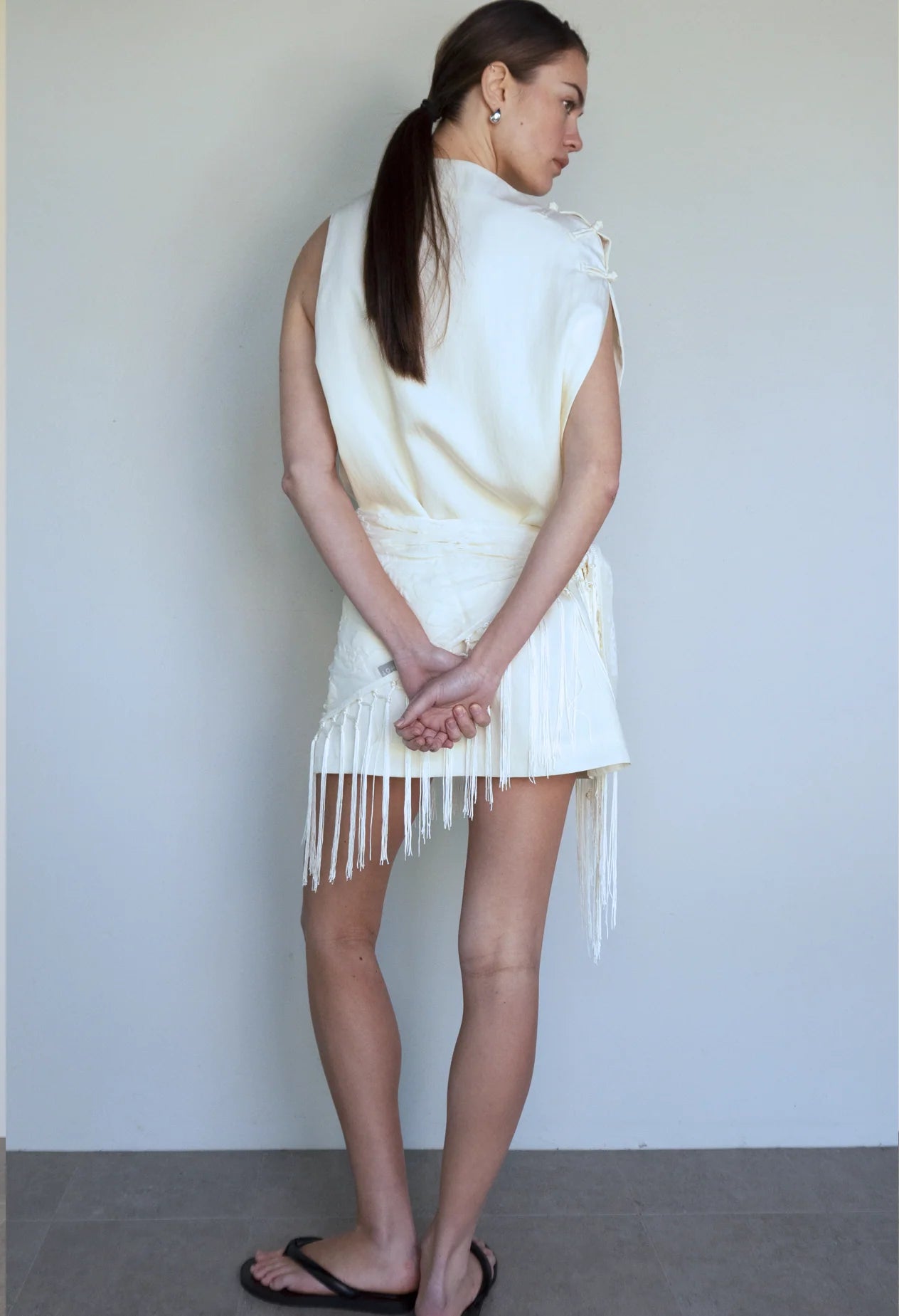 MANON ASYM MINI SCARF DRESS-CREAM