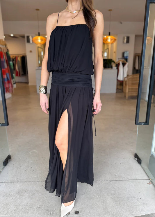 CAMILLE BLOUSON DRESS-BLACK