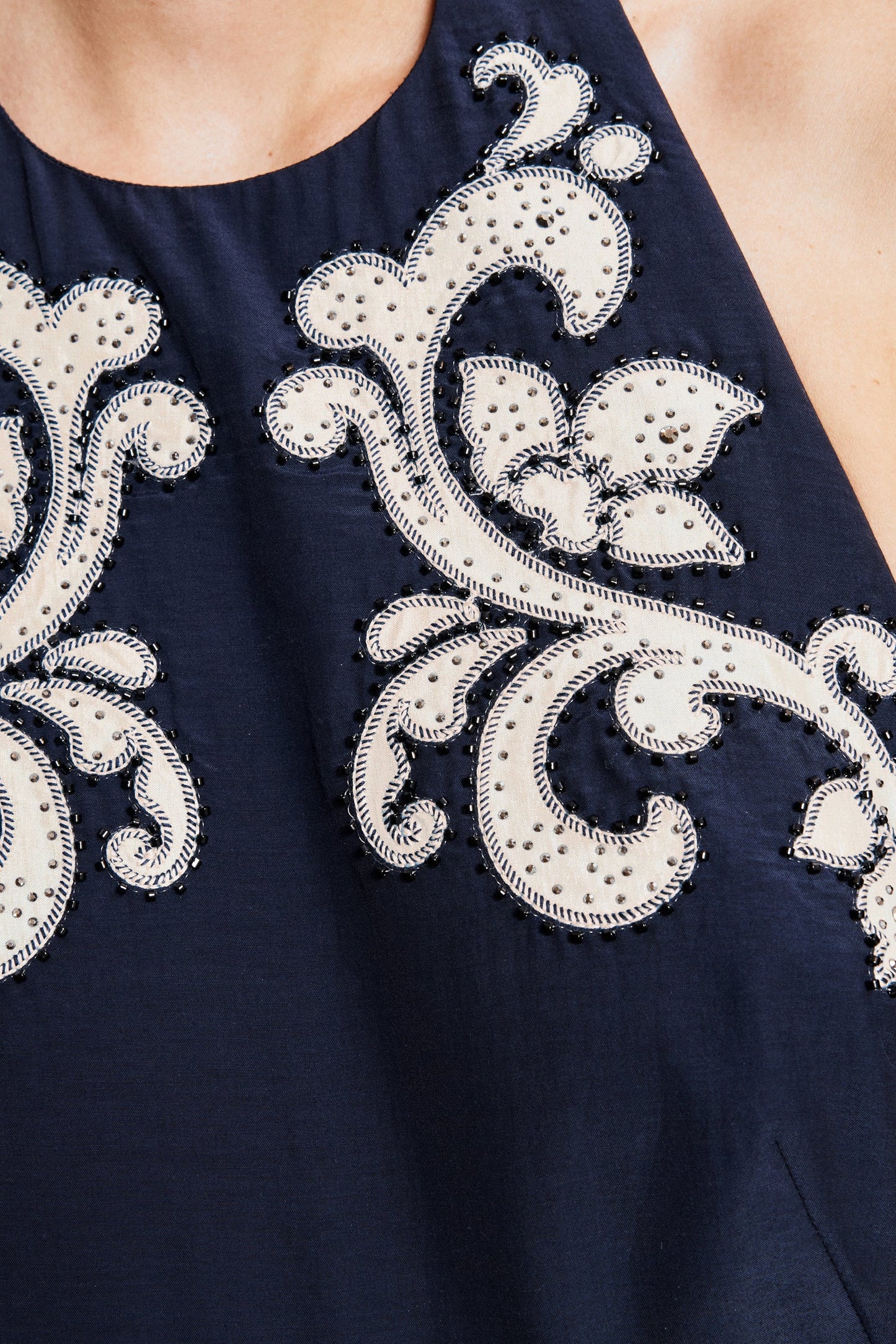 DILLON APPLIQUE HALTER GOWN - INK