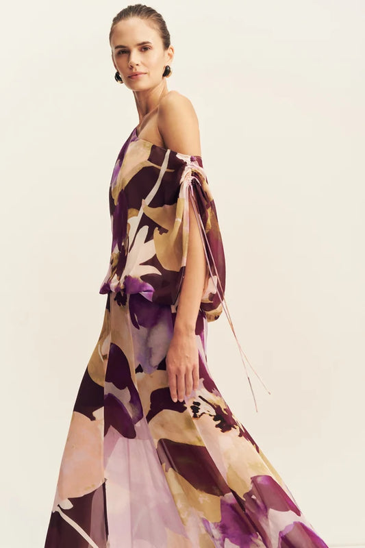 OFF SHOULDER MAXI DRESS - LILAC BLOOM