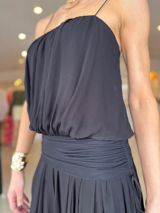 CAMILLE BLOUSON DRESS-BLACK