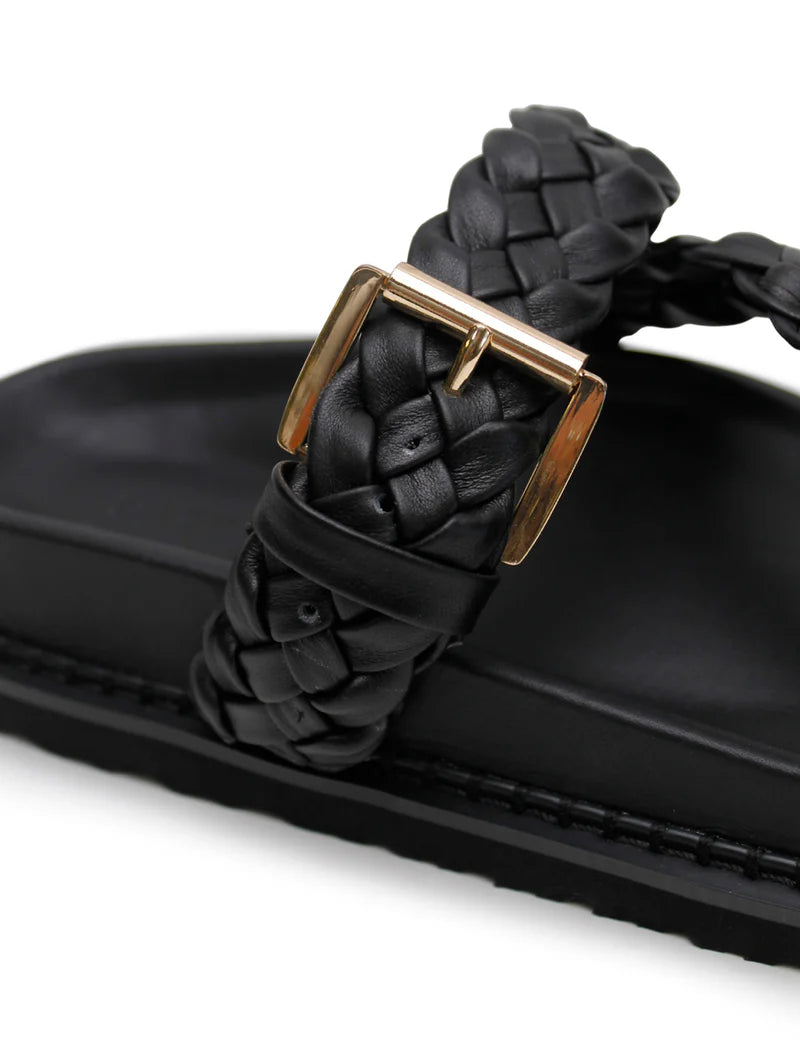 AKI BRAIDED SLIDE - BLACK/GOLD