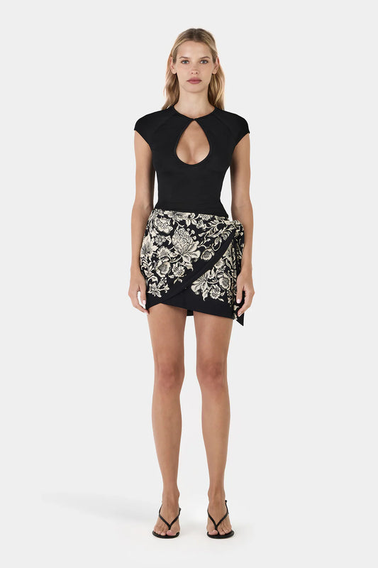 ALUNA MINI SKIRT-NOIR BLOOM