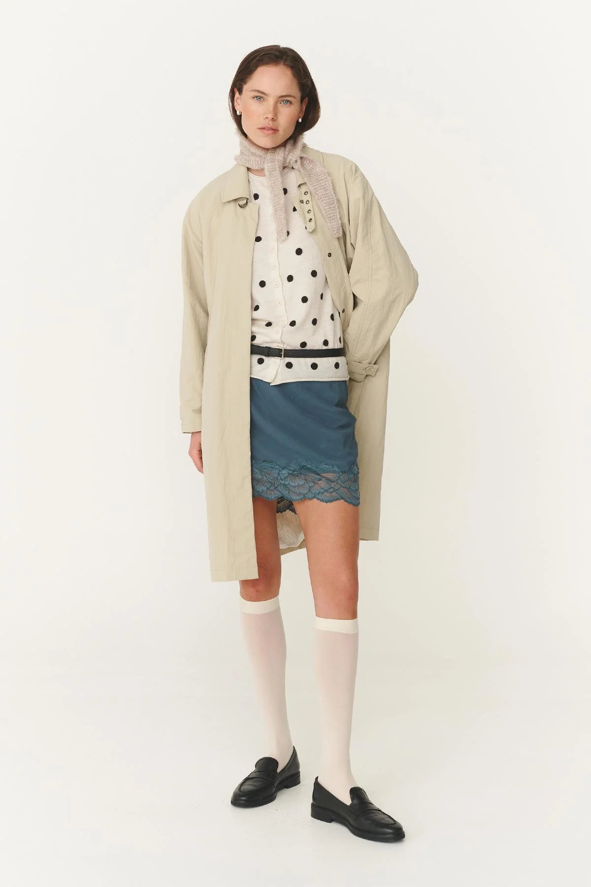 MARINA MINI SILK SKIRT -TEAL BLUE