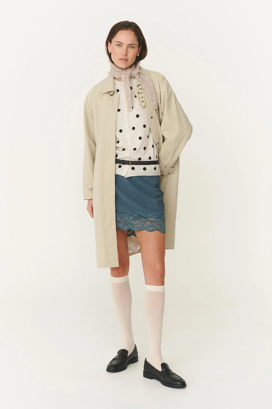 MARINA MINI SILK SKIRT -TEAL BLUE