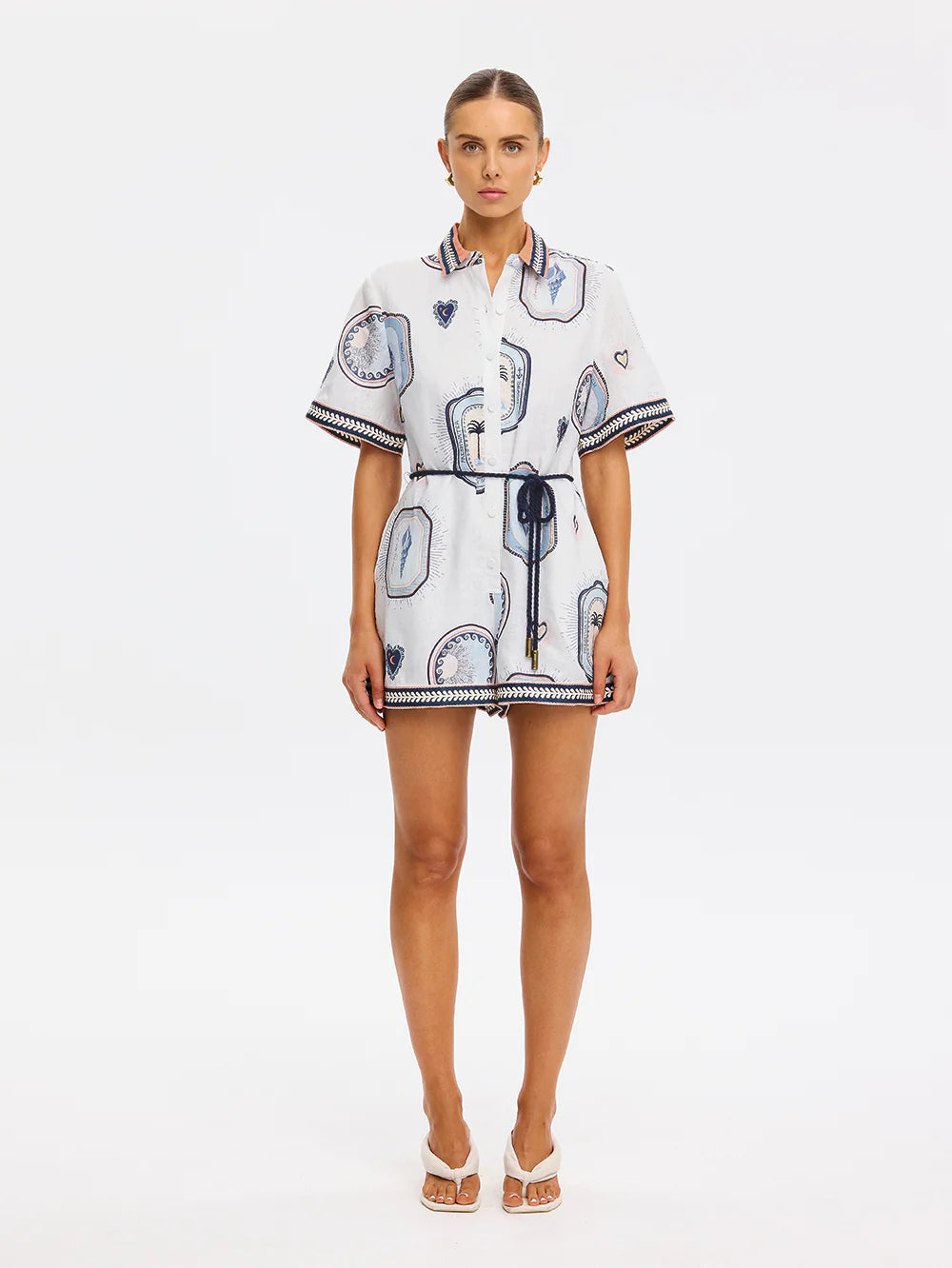 ALESSIA PLAYSUIT - CREAM/NAVY