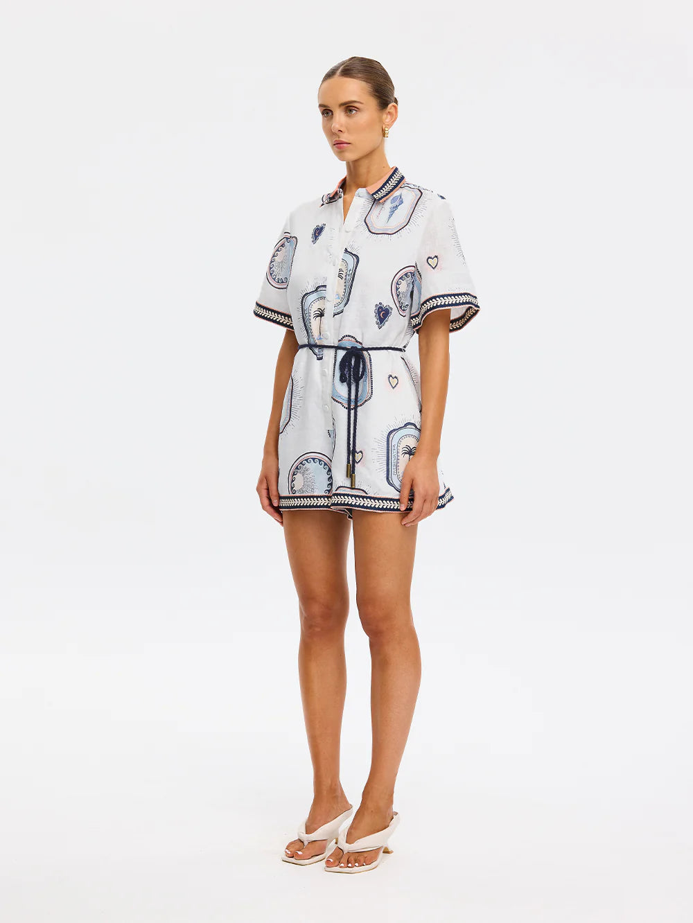 ALESSIA PLAYSUIT - CREAM/NAVY