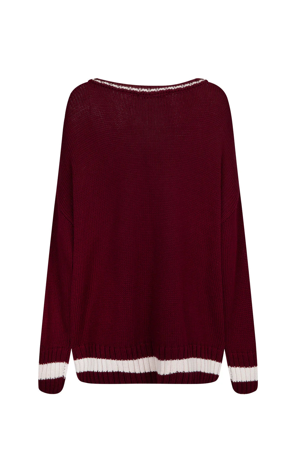 MARSEILLE KNIT V NECK SWEATER - RED WINE