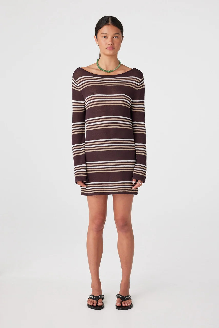 1W03966 NIA LONG SLEEVE MINI-ESPRESSO STRIPE