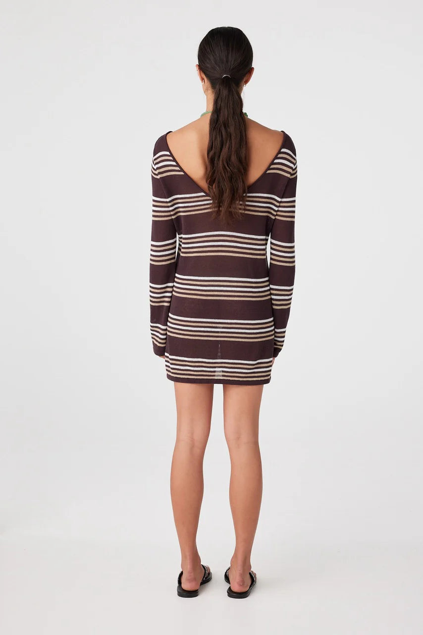 1W03966 NIA LONG SLEEVE MINI-ESPRESSO STRIPE