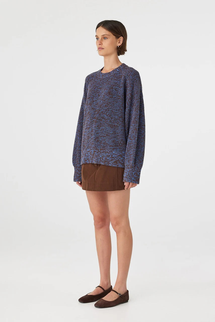 SOLENE SWEATER -CHOC & ROYAL BLUE