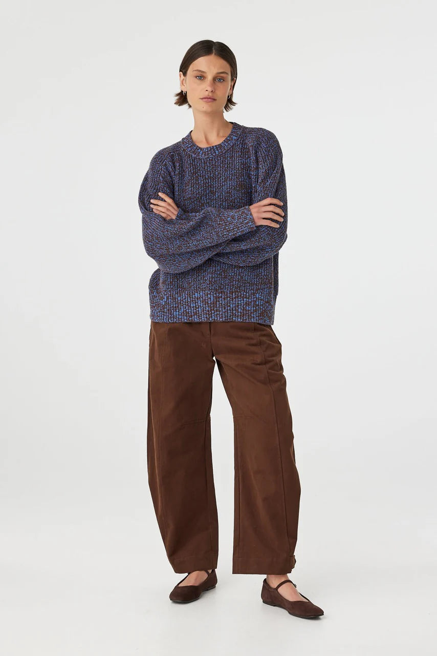 SOLENE SWEATER -CHOC & ROYAL BLUE
