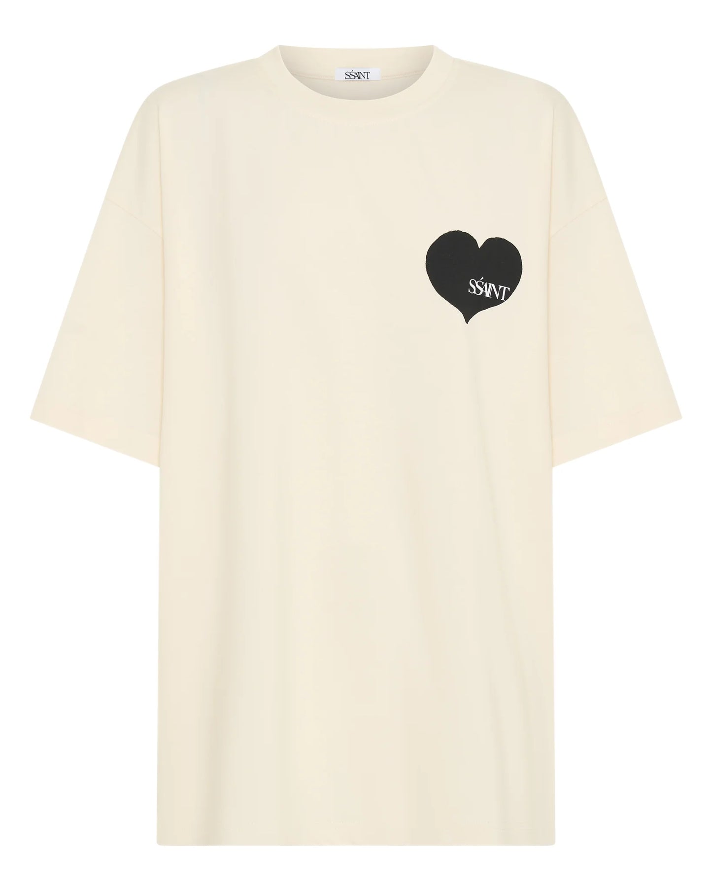 HEART TEE - CREAM W/BLACK HEART