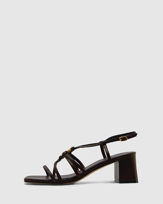 PIPER MID HEEL SANDAL - CHOCOLATE