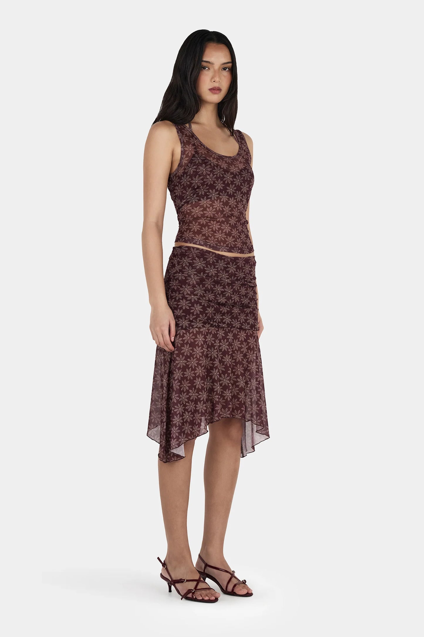 CARO SKIRT-DAISY DOT CHERRY CHOC