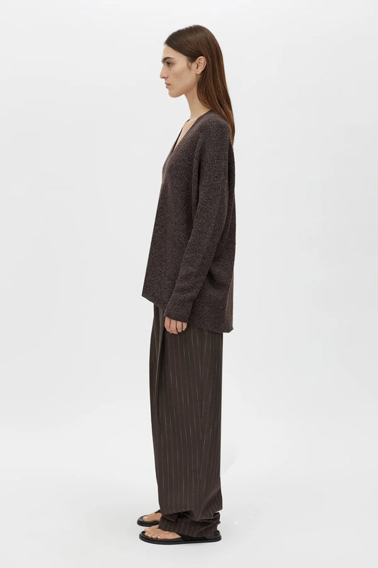 BOTTICINO DEEP V NECK SWEATER - CHOC