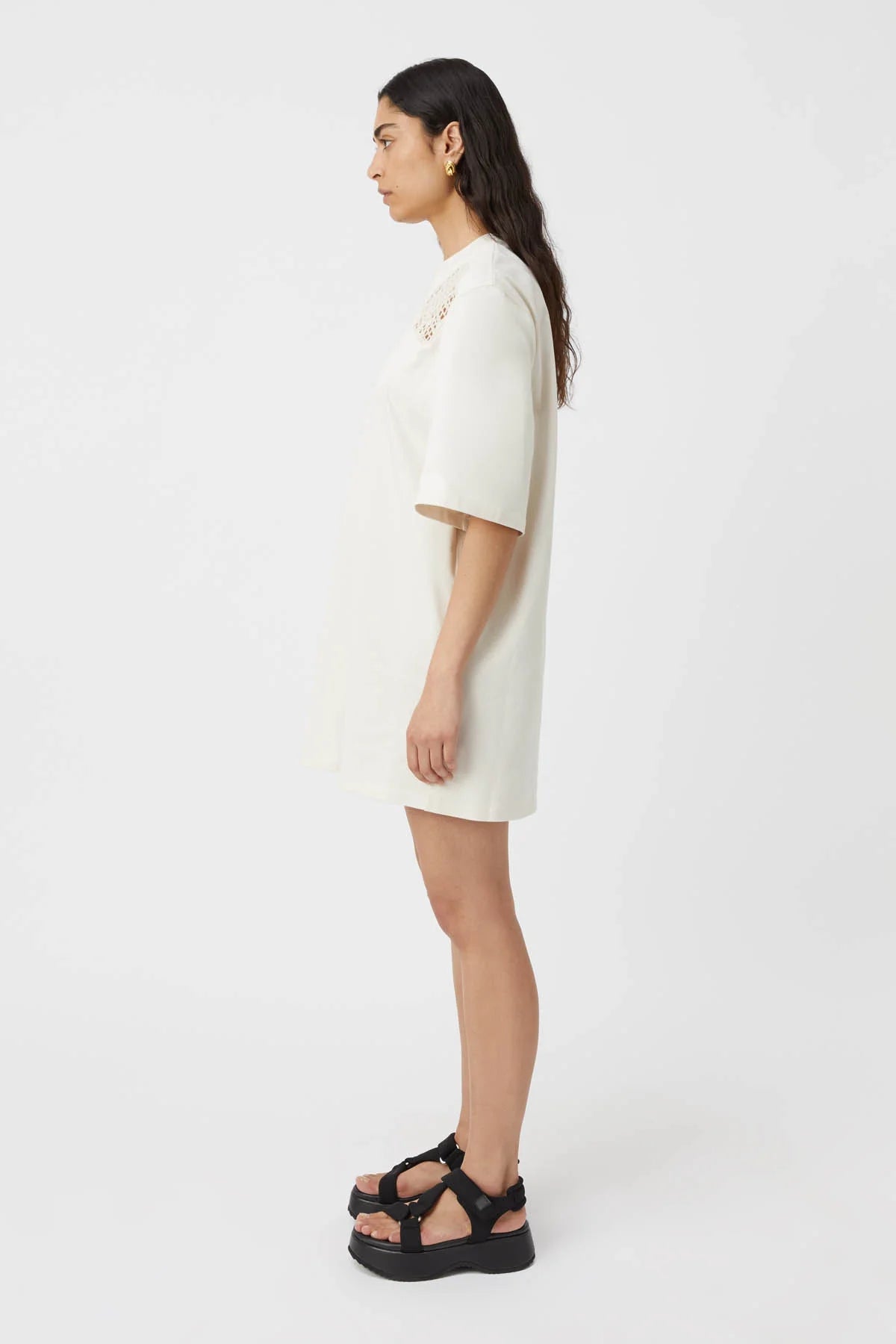 CATERINA APPLIQUE TEE DRESS - IVORY