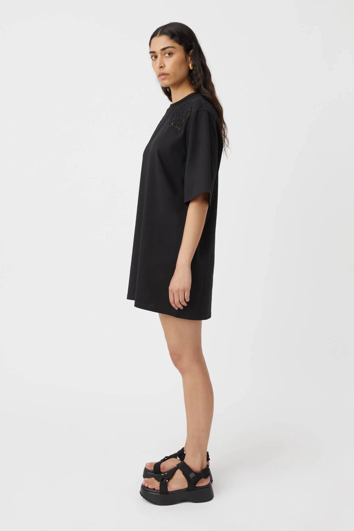 CATERINA APPLIQUE TEE DRESS - BLACK