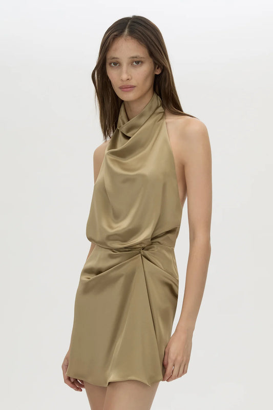 DELARA MINI DRESS - MOSS GREEN