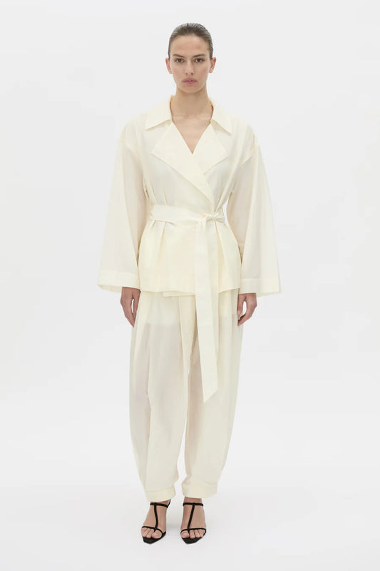 RHIA SHEER CROP TRENCH-IVORY