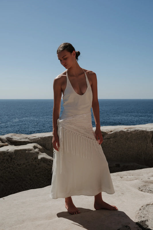 MANON MIDI SCARF DRESS-CREAM