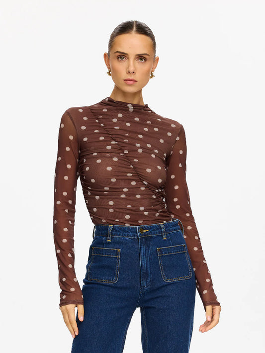 EDIE MESH TOP-BROWN (E35EDI)