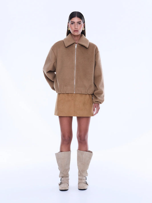 MAEVE WOOL BLEND BOMBER - SAND