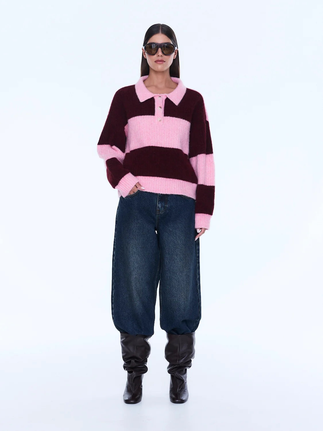 MIKAELA KNIT SWEATER - CHERRY STRIPE