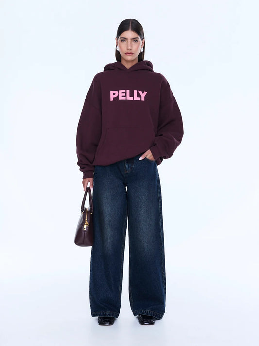 CASSIE OVERSIZED HOODIE - DEEP CHERRY