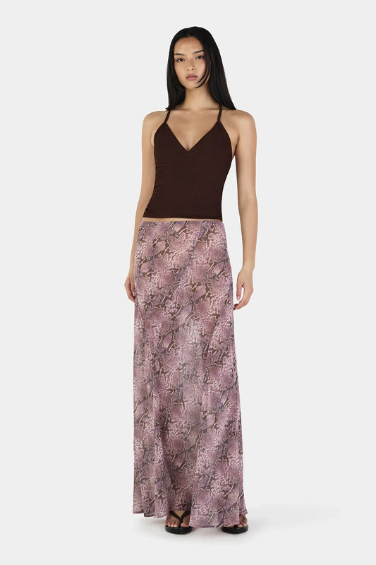 STELLA MAXI SKIRT - MAUVE SNAKE
